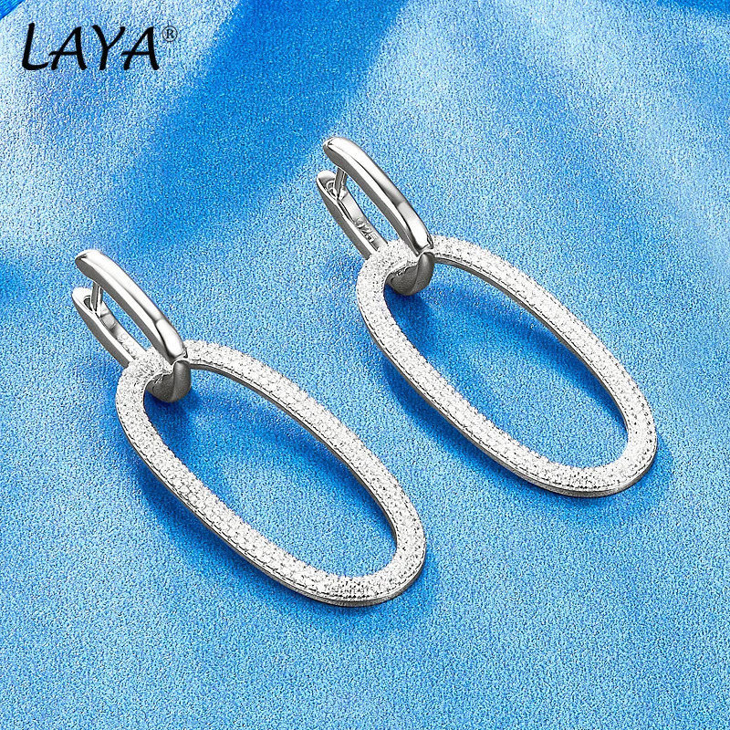 LAYA 100% 925 Sterling Silver Minimalism Oval Circle Drop Earrings for Women Trendy Dangle Fine Jewelry Wedding Gift 240515