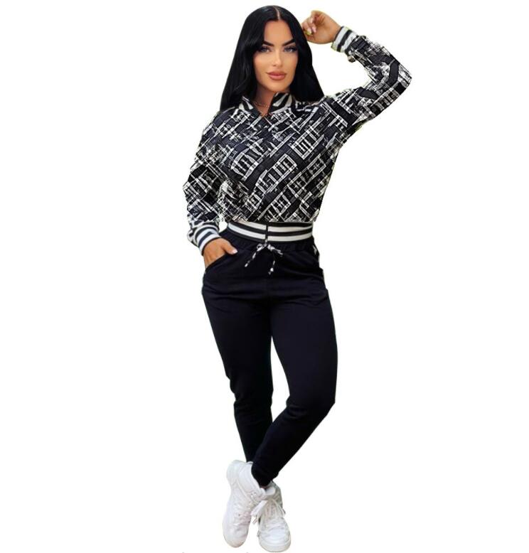 Women's Tracksuit Luxury long sleeve two piece set jacket pants outfits Designer Casual print sweatsuits sportswear