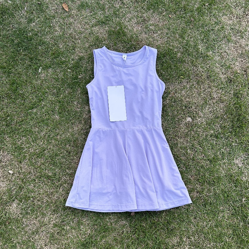 Uu-2456 Summer Girls Yoga Dresses Girl Sports Long Skirt Fiess Exercise Tennis Dress