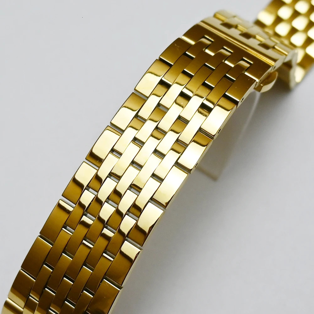 Stainless Steel Watchband 18mm 19mm 20mm 21mm 22mm 23mm 24mm Metal Watch Band Strap Bracelet Polished Silver Gold 240515