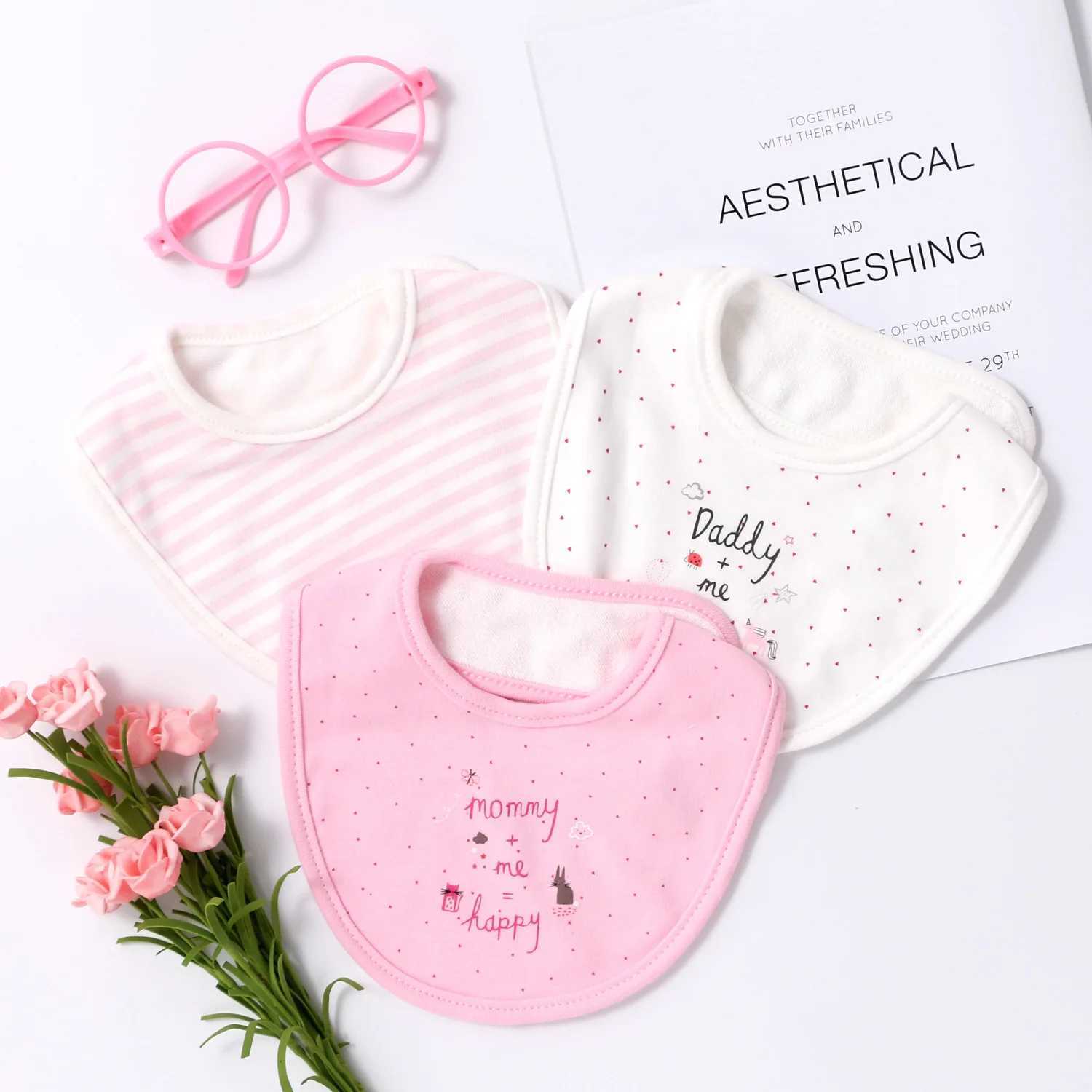 Bibs Burp Cloths Cotton Cartoon Baby Bibs Lot 3pcs Newborn Infant Girls Boys Saliva Towel Baby Burp Cloth Drool Bibs Baby AccessoriesL4812