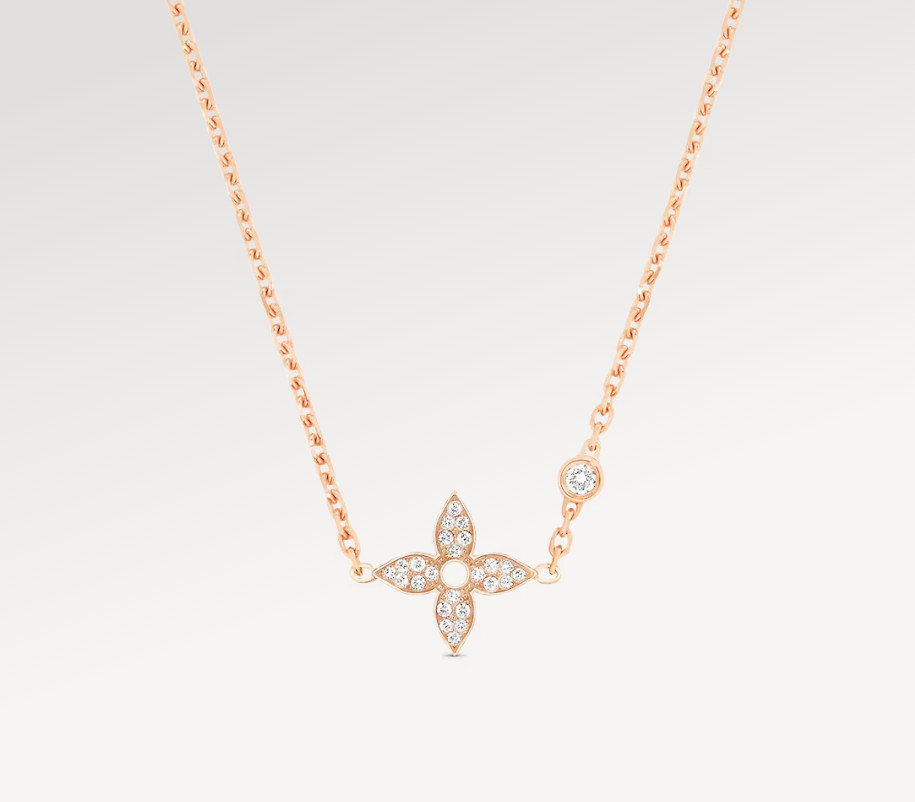 Designer Pendant Necklaces Rose Gold Flower Diamond Womens Jewelry Official Classic Necklace Wholesale Luxury Jewelry Top No FADE