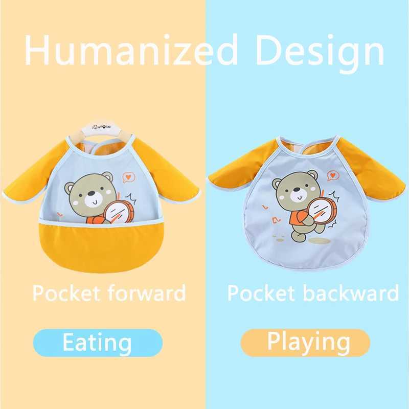 Bibs Burp Cloths Cute Cartoon Baby Bib Adjustable Animal Pattern Waterproof Saliva Dripping Bibs Long Sleeve Apron Saliva Towel Drooling ScarfL4812