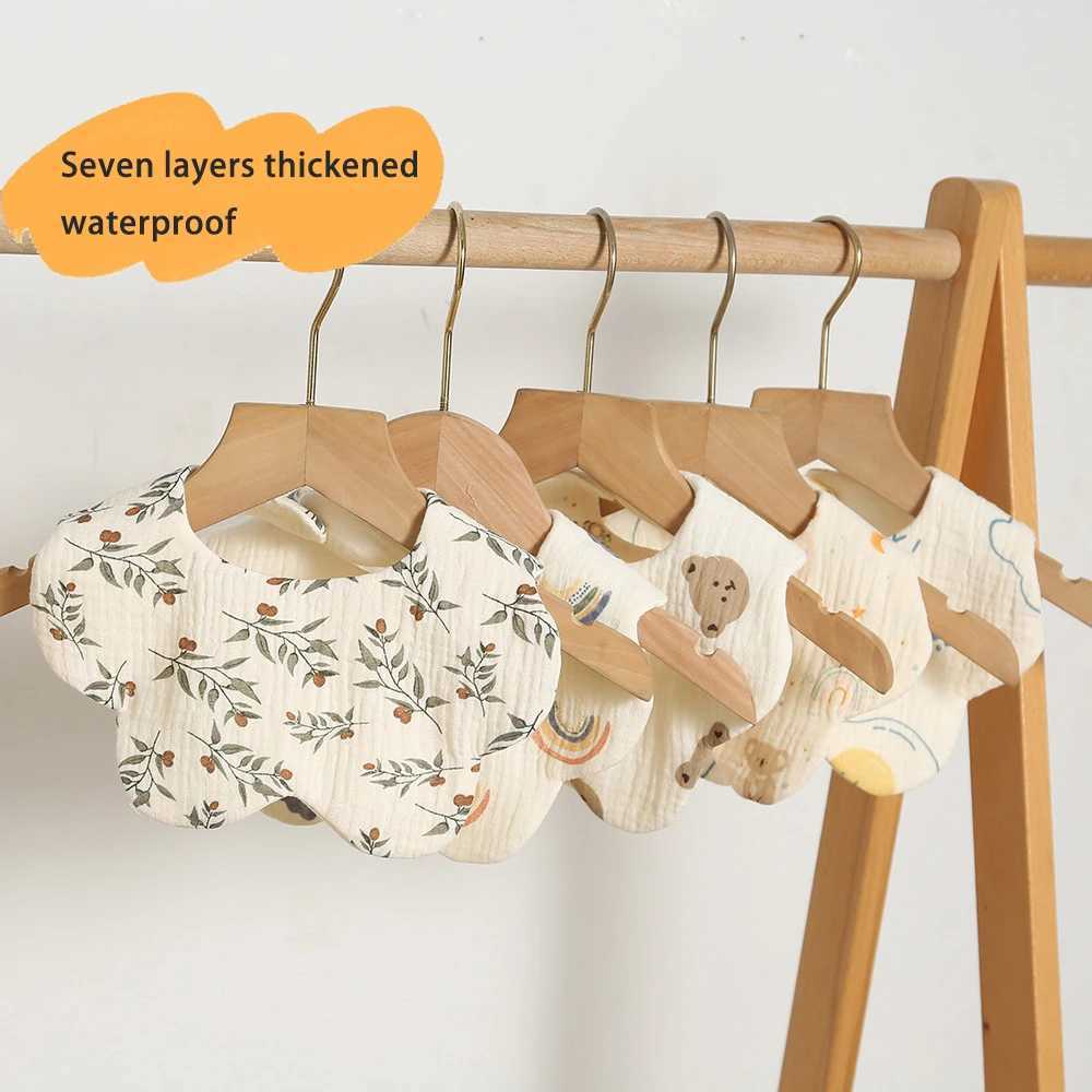 Bibs Burp Cloths New 7 Layers Cotton Baby Bibs Waterproof Print Saliva Towel Newborn Burp Cloths Bandana Scarf for Boy Girl Feeding Drool BibL4812