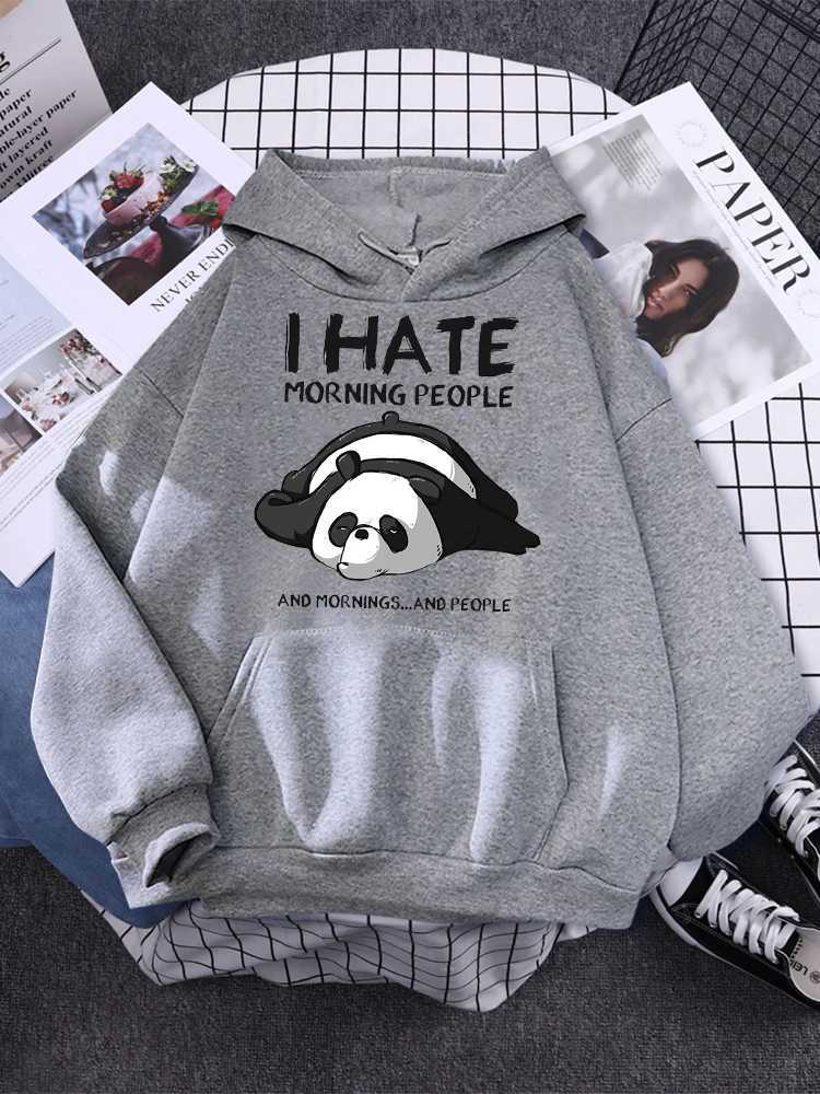 Men's Hoodies Sweatshirts Lazy Panda I Hate Morning People Prints Hoody Woman Casual Hoodies Plus Size Sweatshirt Harajuku Girl Autumn Warm Sudad