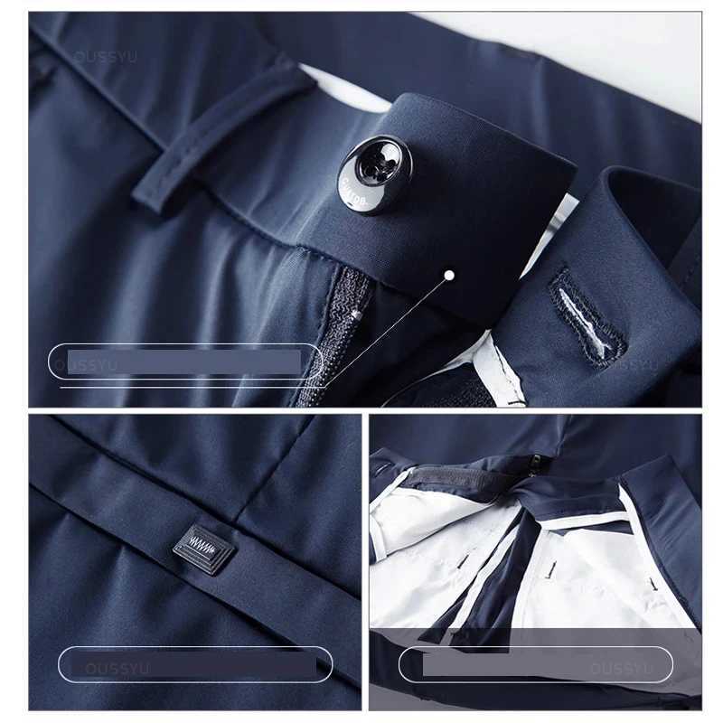 Men's Pants Summer Stretch Ankle-Length Suit Pants Men Thin Business Solid Color Slim Casual Formal Office Trousers Male Plus Size 28-38 Y240514N