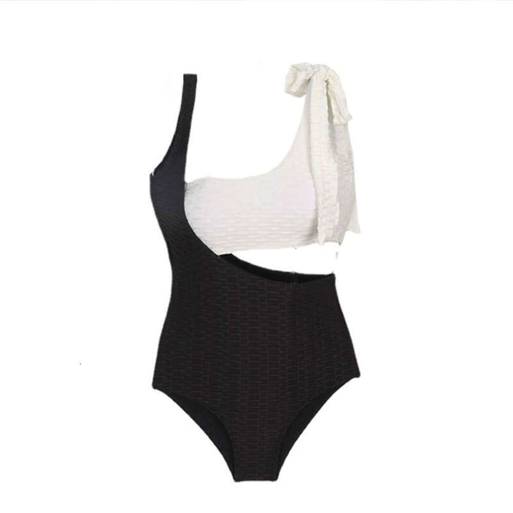 Ddmytiger Ins Women S Triangular Jumpsuit Small Chest Color Blocking Belly Slimming Swimsuit H