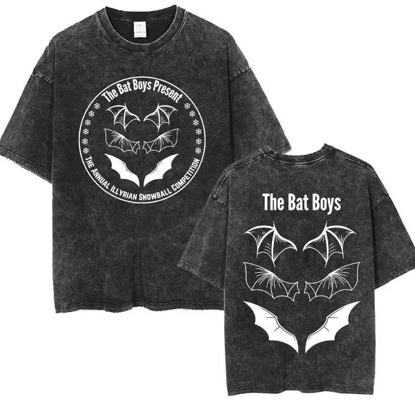 Men's T-Shirts The Bat Boys Rhysand Azriel Cassian T Shirt Men Women Vintage Washed Short Slve T-shirts Aesthetic Clothing Oversized T-Shirt T240