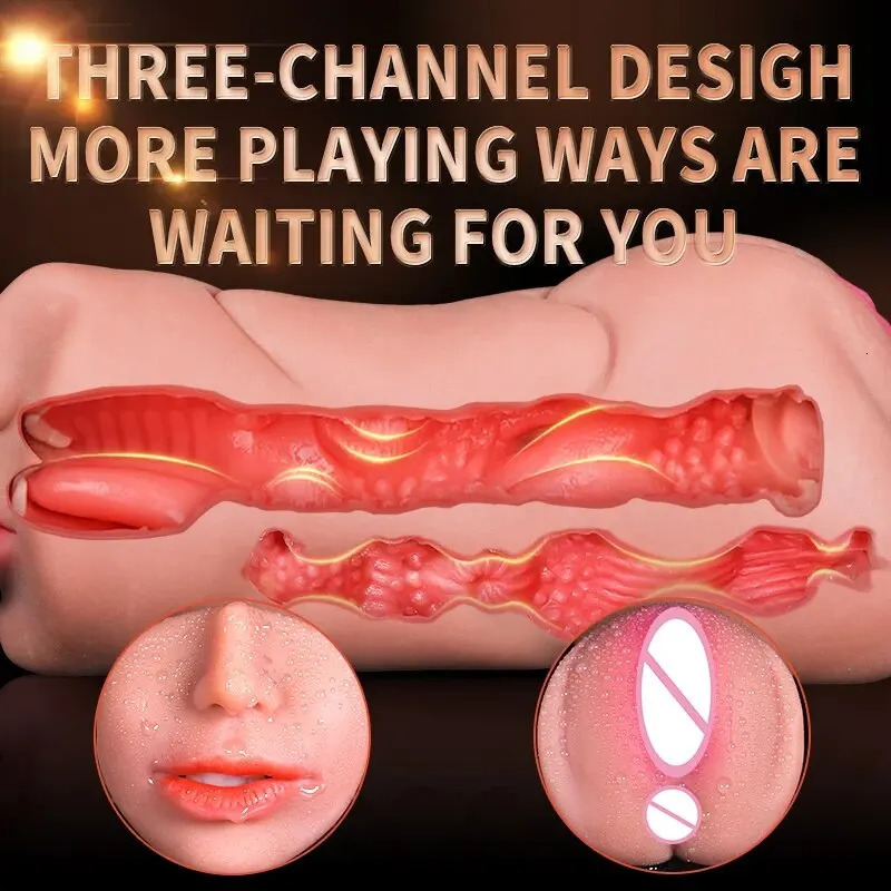 3 IN 1 Sex Toys Masturbation For Men Deep Throat Artificial Real Pussy Oral Male MasturbatorBlowjob Realistic Rubber Vagina 240515