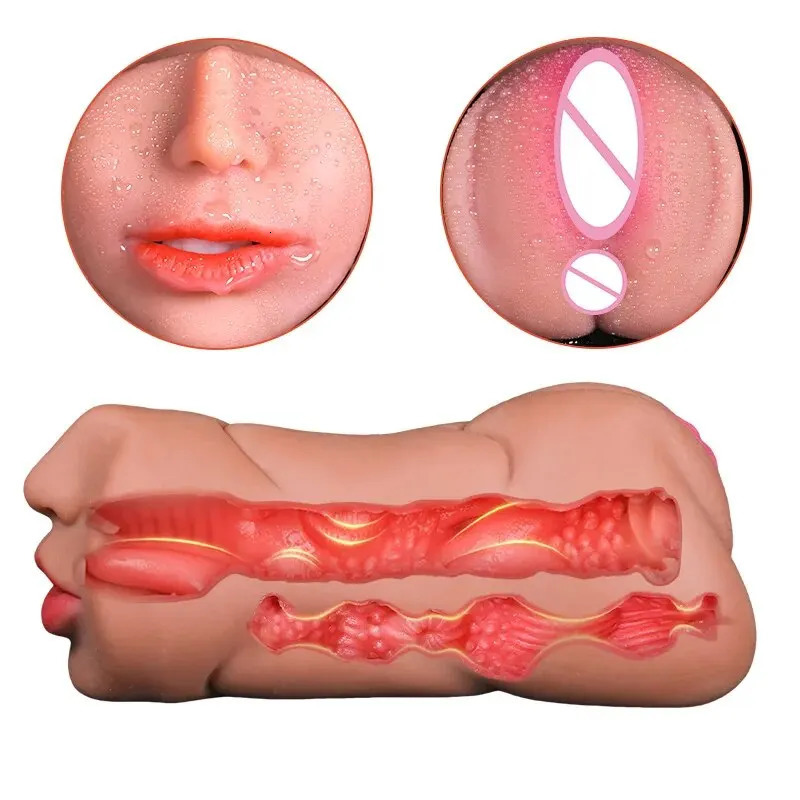 3 IN 1 Sex Toys Masturbation For Men Deep Throat Artificial Real Pussy Oral Male MasturbatorBlowjob Realistic Rubber Vagina 240515