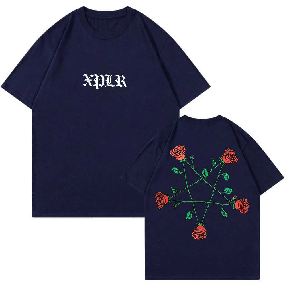 Men's T-Shirts XPLR Sam and Colby Pentagram Roses T 2024 New Crewneck Short Slve Strtwear Women Men T-shirt Couple Clothes T240515
