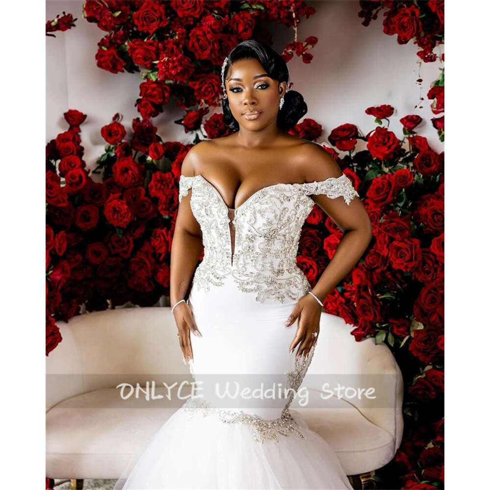 New Exquisite African Mermaid Simple Wedding Dresses Sexy Off Shoulder Bridal Gowns Beads Crystals Vestido De Novia
