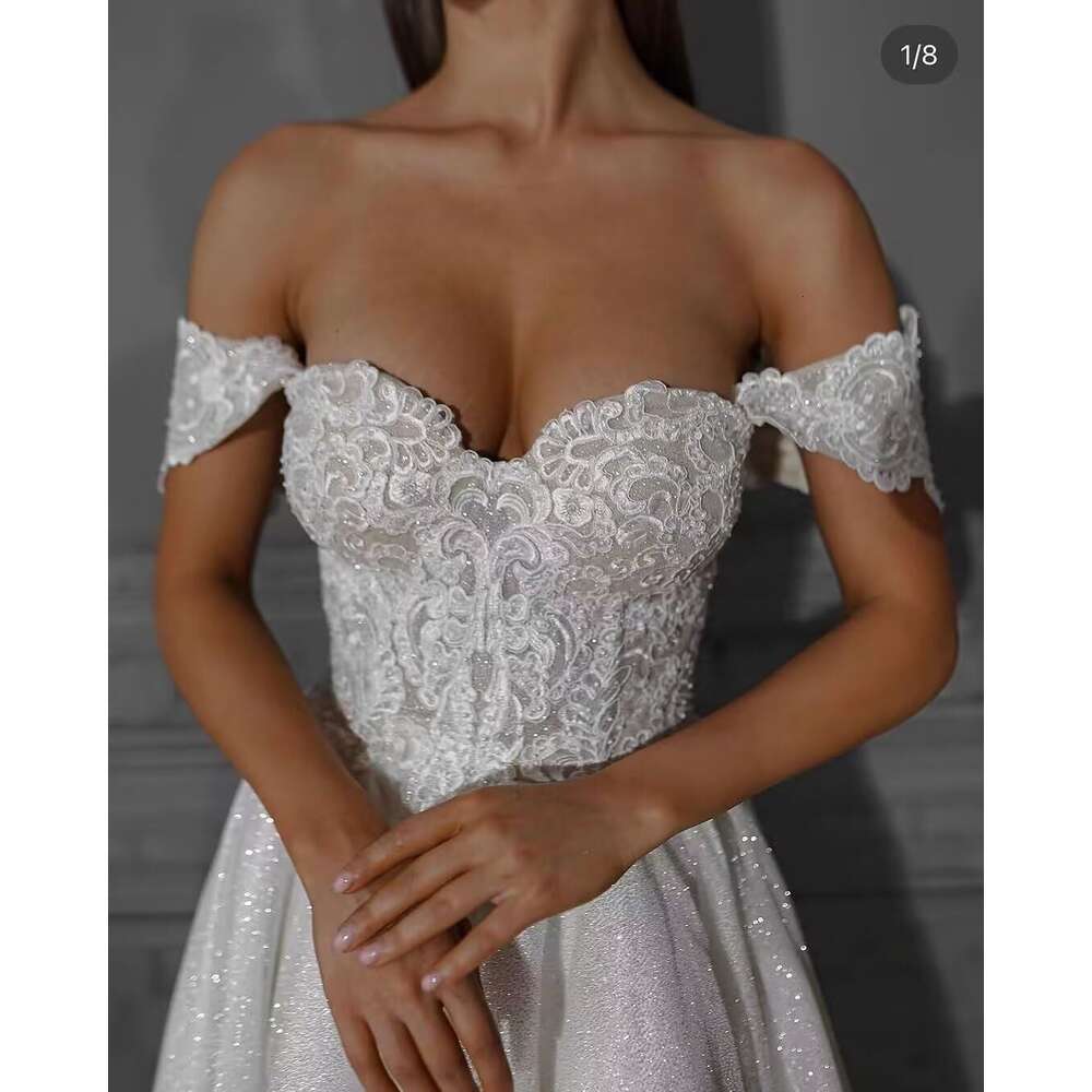 Off Shoulder Lace Applique Homecoming Dress A Line Tea Length Sparkly Tulle Prom Dresses Formal Party Cocktail Evening Gowns BC19436