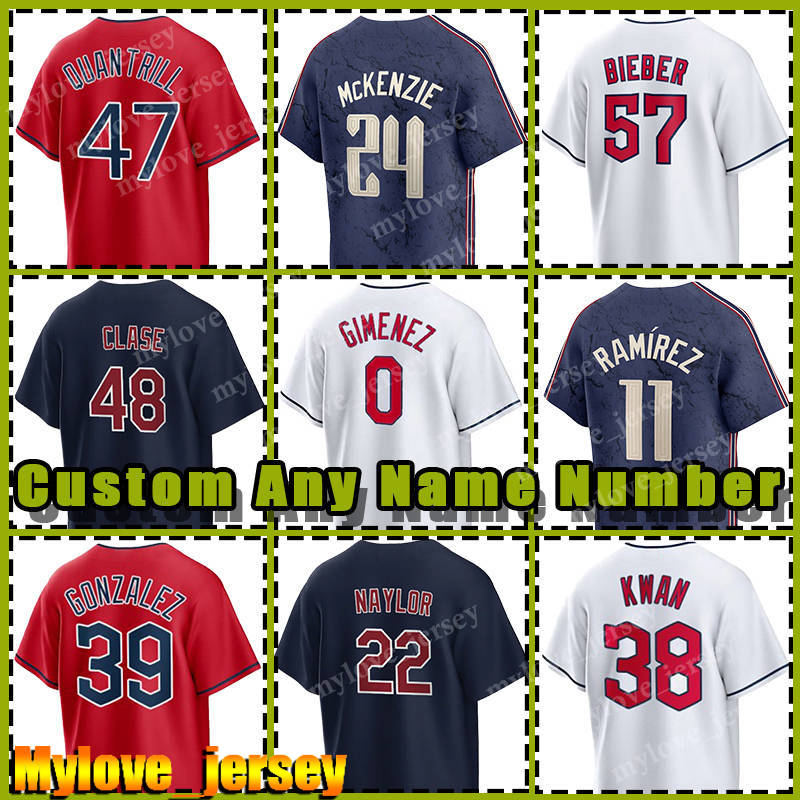 57 Shane Bieber 11 Jose Ramirez Jerseys Baseball Guardians Andres Gimenez Austin Hedges Josh Naylor Myles Straw Cleveland Steven Kwan Emmanuel Clase Bo Naylor Bell