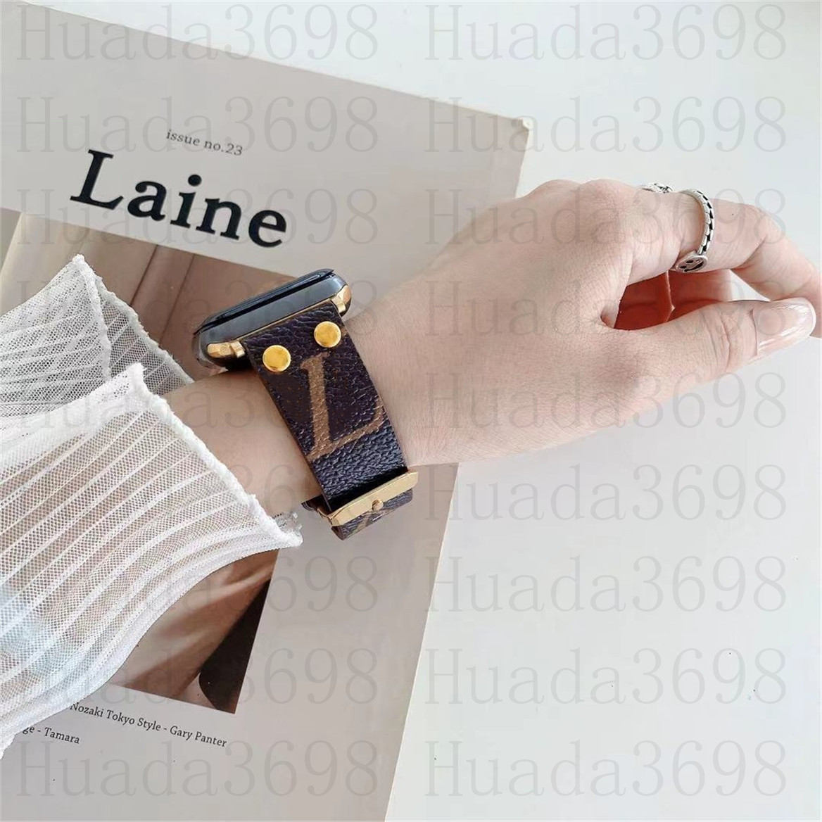 Luxury Apple Watch Band 38mm 40 41 42 44 45 46 49 mm Flower Leather Watchs Strap Wristband For Iwatch 10 9 8 7 6 5 4 3 SE Straps Replacement Designer Watchbands