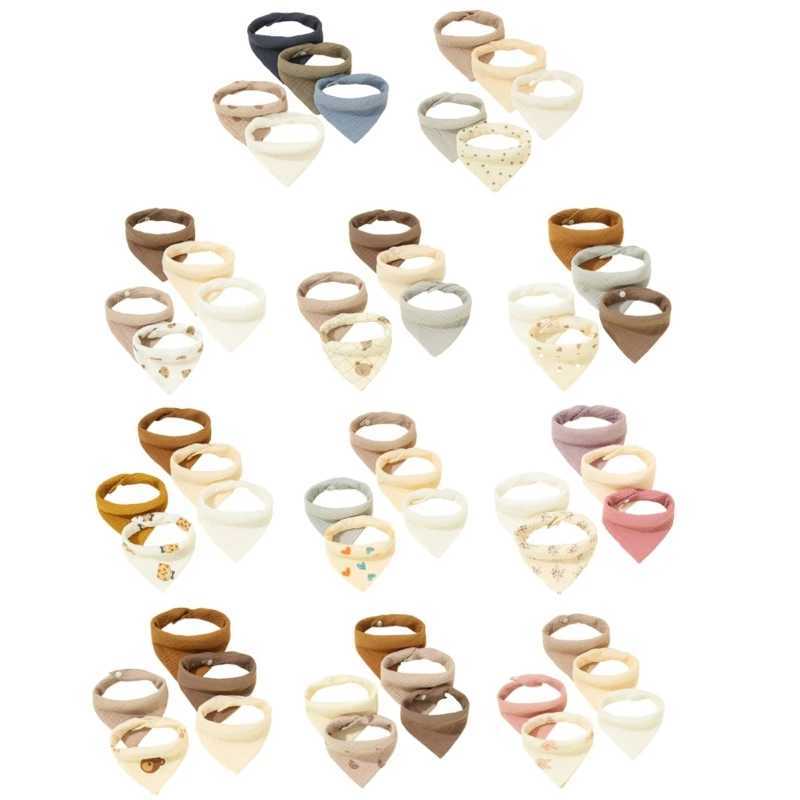 Bibs Burp Cloths Baby Bib Soft Breathable Drool Bib Cotton Burp Cloth Snap Bibs Infant Teething Bib Print Neck Scarf Nursing Supply 5PCSL4812