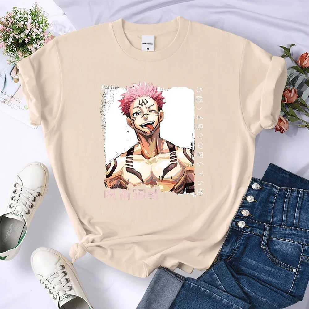 Men's T-Shirts Anime Jujutsu Kaisen Ryomen Sukuna Womens T-Shirt Breathable Casual T Shirts Summer Soft Crop Top Strt Hip Hop Short Slve T240515