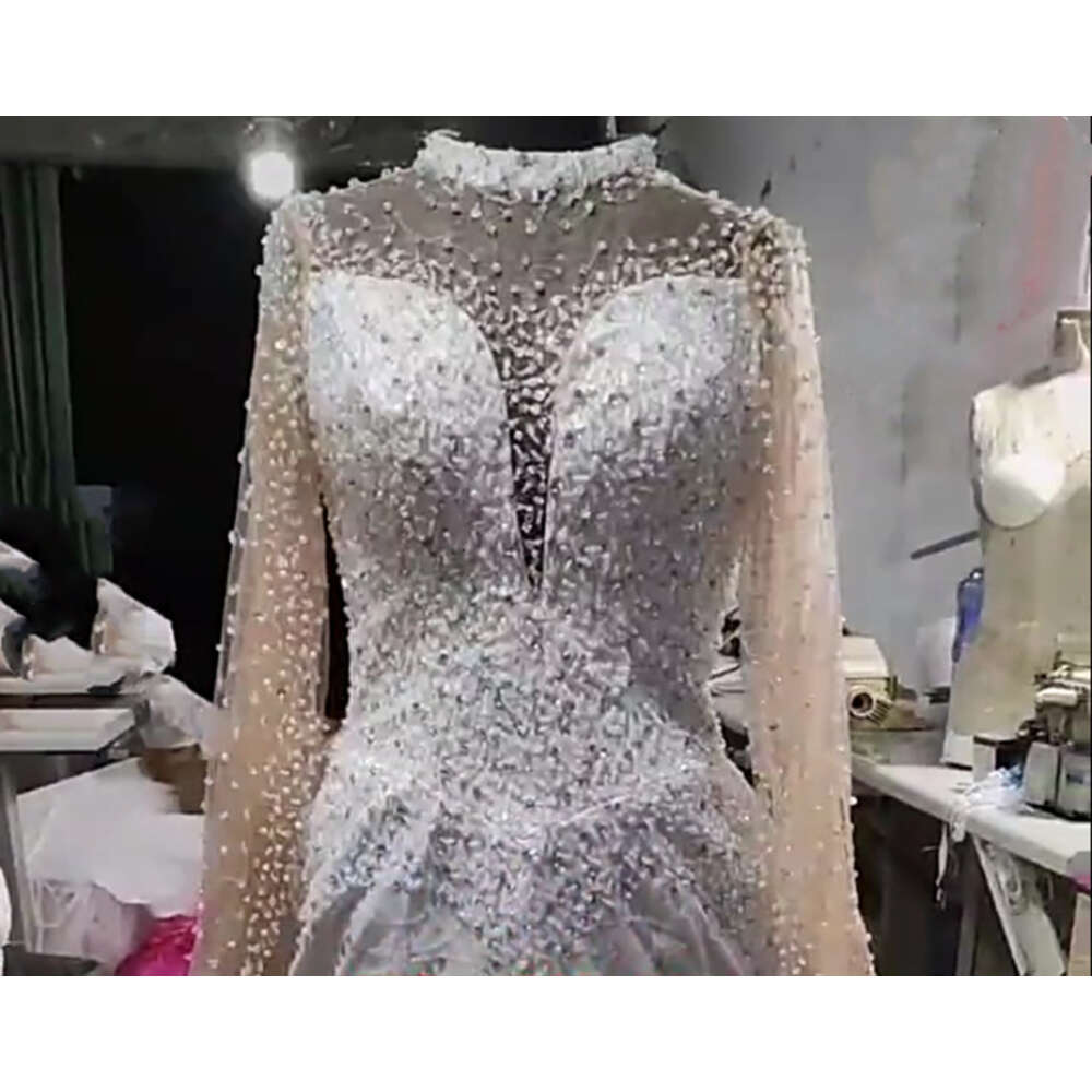 Mermaid Wedding African Plus Size Dresses Sexy Lace Halter Beaded Sequin Dismountable Long Train Custom Made Dress