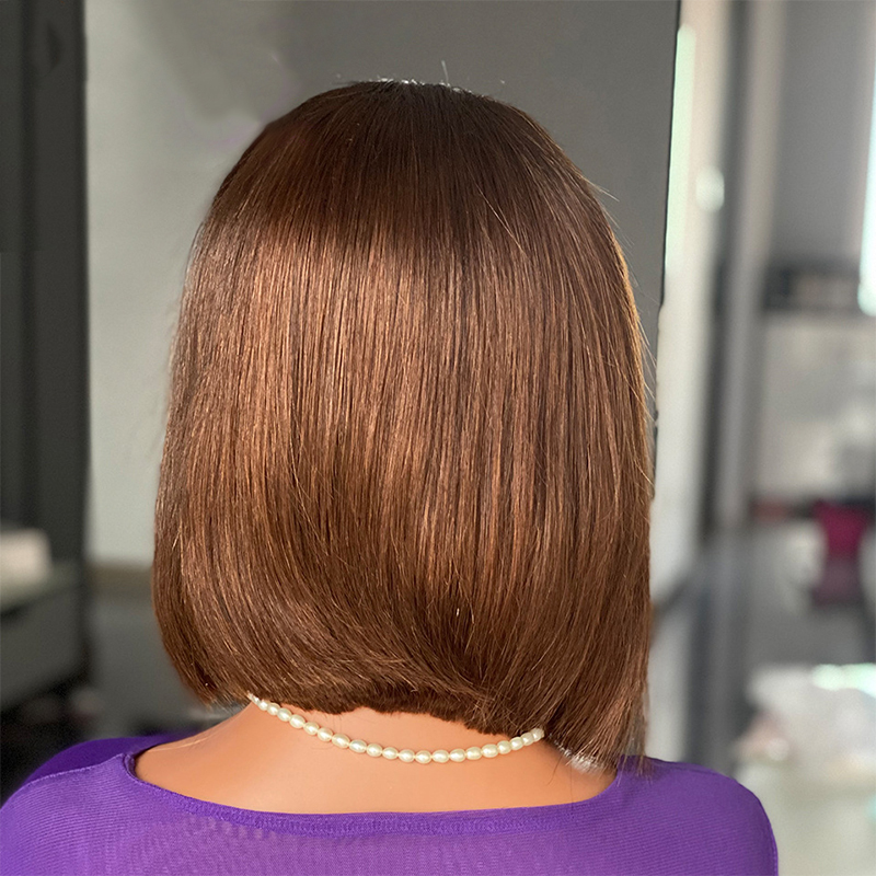 180 Density Brown Bob Lace Human Hair wigs Silky Straight hair Lace Front Wig Brazilian Virgin Human Hair 13x4 Full Lace Wigs for Women