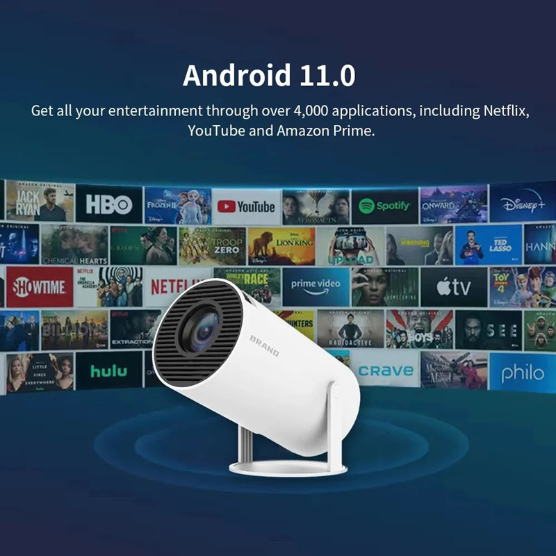 Projectors HY300 Home Theater Projector 4K HD Android 11 Dual WIFI 6.0 120 ANSI BT5.0 1080P 1280*720P Cinema Outdoor Portable Projector
