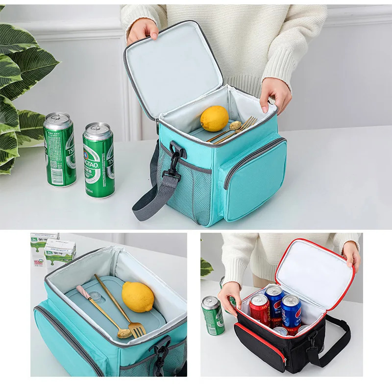Oxford Insulated Lunch Bag Large Capacity Outdoor PEVA Thermal Picnic Box with Shoulder Strap Water Resistant Cooler Pack 240514