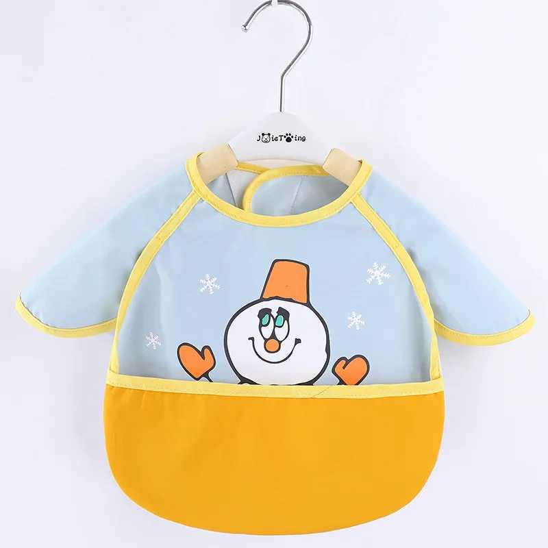 Bibs Burp Cloths Cute Cartoon Baby Bib Adjustable Animal Pattern Waterproof Saliva Dripping Bibs Long Sleeve Apron Saliva Towel Drooling ScarfL4812