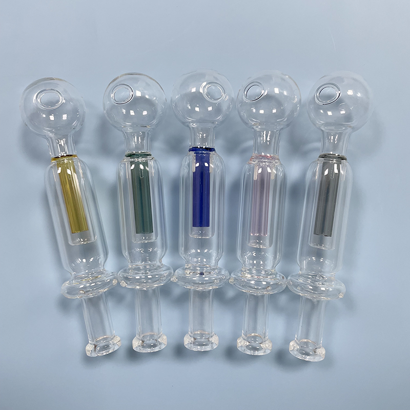 SmokPro Colored Inline Filter Glass Oil Burner Pipe - 40g Heavy Pipe With 3cm Really Thick pyrex Glass Bubbler Head Bowl / Straight Hand Tube Water Pipe
