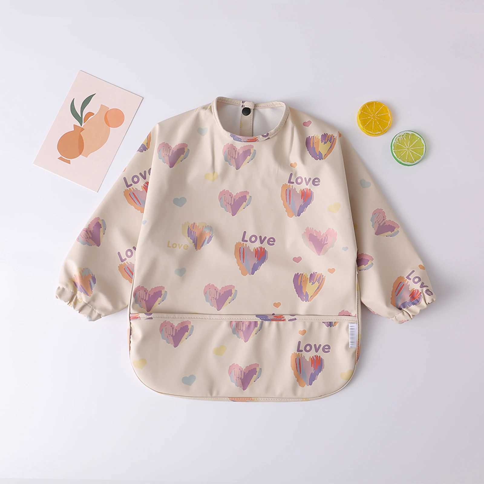 Bibs Burp Cloths Baby Kids Toddler Long Sleeve Scarf Waterproof Art Smock Feeding Bib Apron Pocket Infant Boys Girls Burp Cloth Bandana BibsL4812