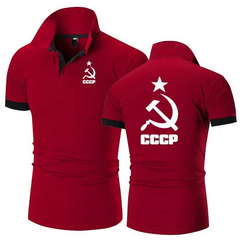 Men's T-Shirts Summer Mens Polo shirt CCCP Russia Soviet Union Moscow Printing Casual High Quty Short Slves Man Harajuku Classic Tops T240515