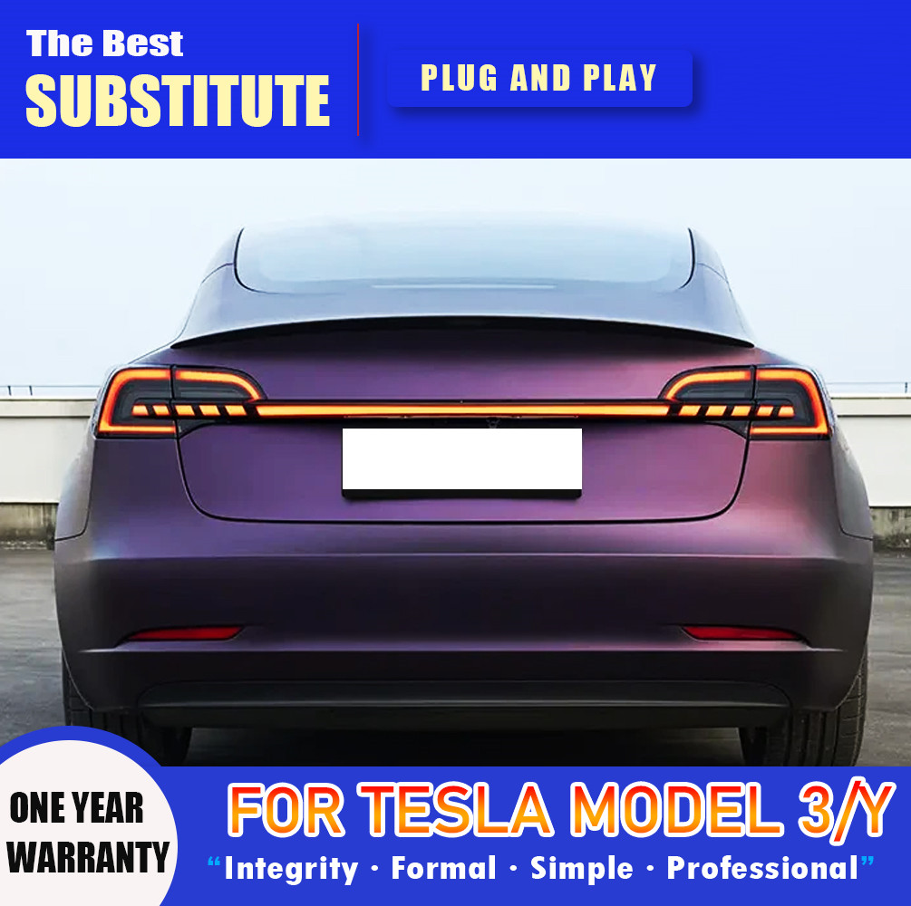 Through Taillight for Tesla Model Y Model3 20 18-20 23 LED Taillamp Rear Brake Lights Starlink Cross Taillight Accembly