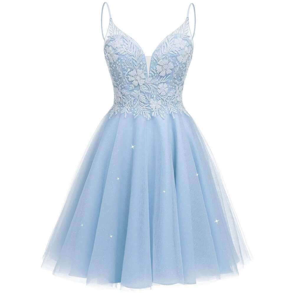 Sparkly Tulle Homecoming Short Lace Prom Dresses for Teens Mini tail Dress prom AMZ