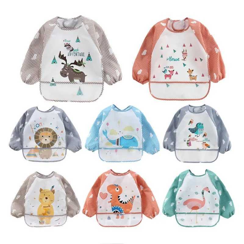 Bibs Burp Cloths Baby Long Sleeve Scarf Waterproof Toddler Art Smock Feeding Bib Apron Pocket Infant Boys Girls Burp Cloth Banana Bibs for1-3YearL4812