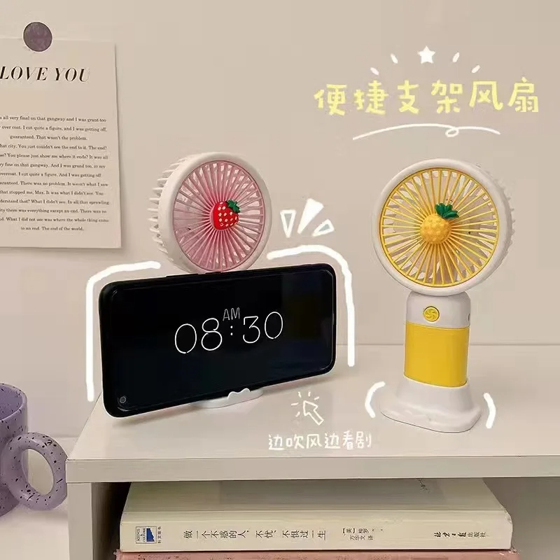 2024ss Summer Mini Fan Portable Handheld Fan Cartoon Cute Student Desktop USB Charging Fruit Multiple styles and colors Fan
