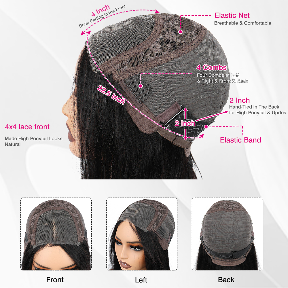 4x4Lace Closure Wigs Pre-Plucked Human Hair Wigs Lace Wig Body Wave Straight Kinky Curly Water Wave Deep Wave Hair Wigs Brazilian Peruvian Hair