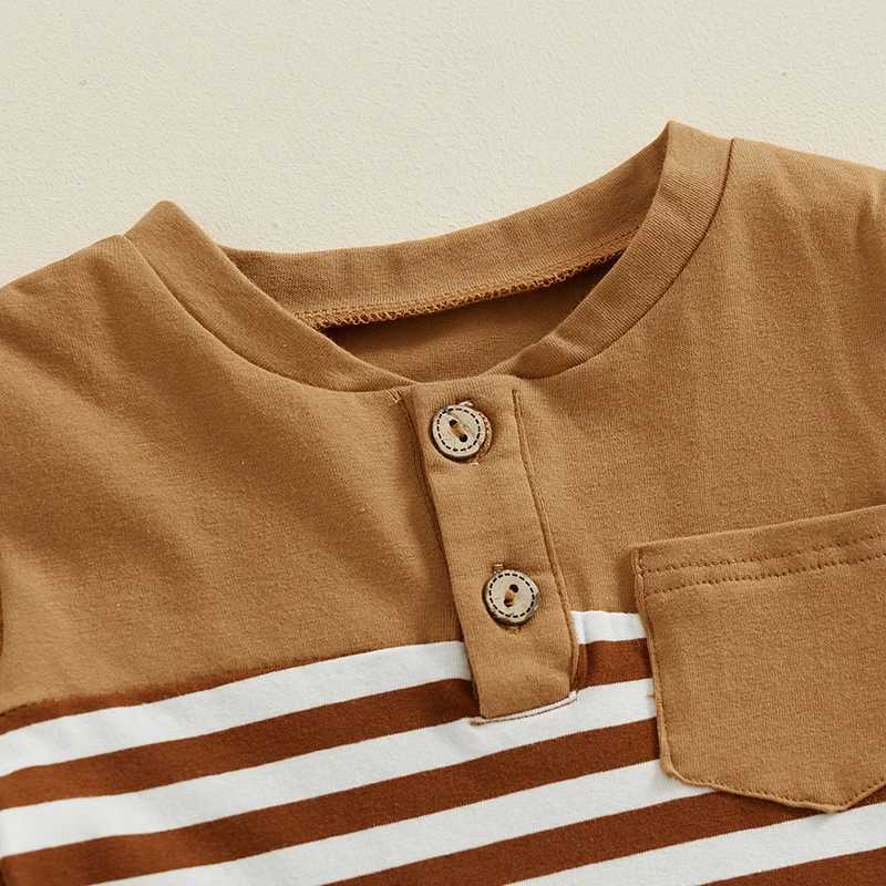Clothing Sets 0-36months Toddler Boys Summer Outfits Contrast Color Stripe Buttons Pocket T-Shirts Tops And Shorts Baby Boys 2pcs Clothes Set