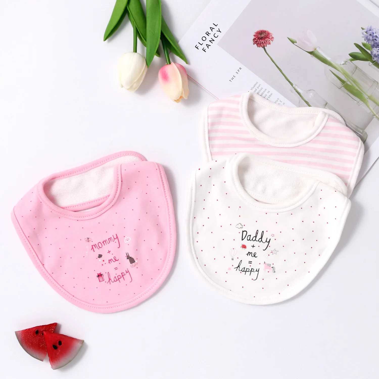 Bibs Burp Cloths Cotton Cartoon Baby Bibs Lot 3pcs Newborn Infant Girls Boys Saliva Towel Baby Burp Cloth Drool Bibs Baby AccessoriesL4812