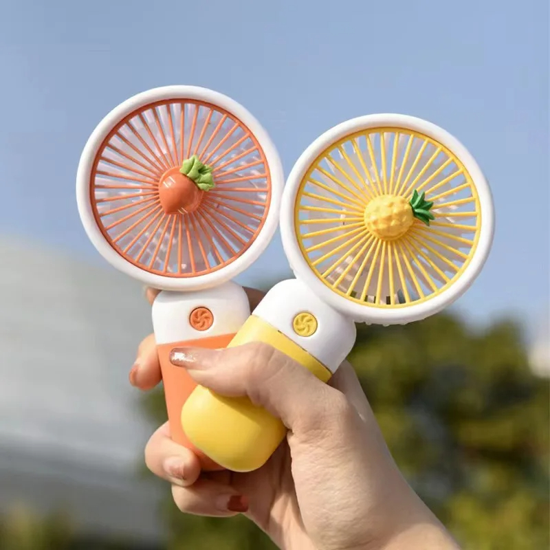 2024ss Summer Mini Fan Portable Handheld Fan Cartoon Cute Student Desktop USB Charging Fruit Multiple styles and colors Fan
