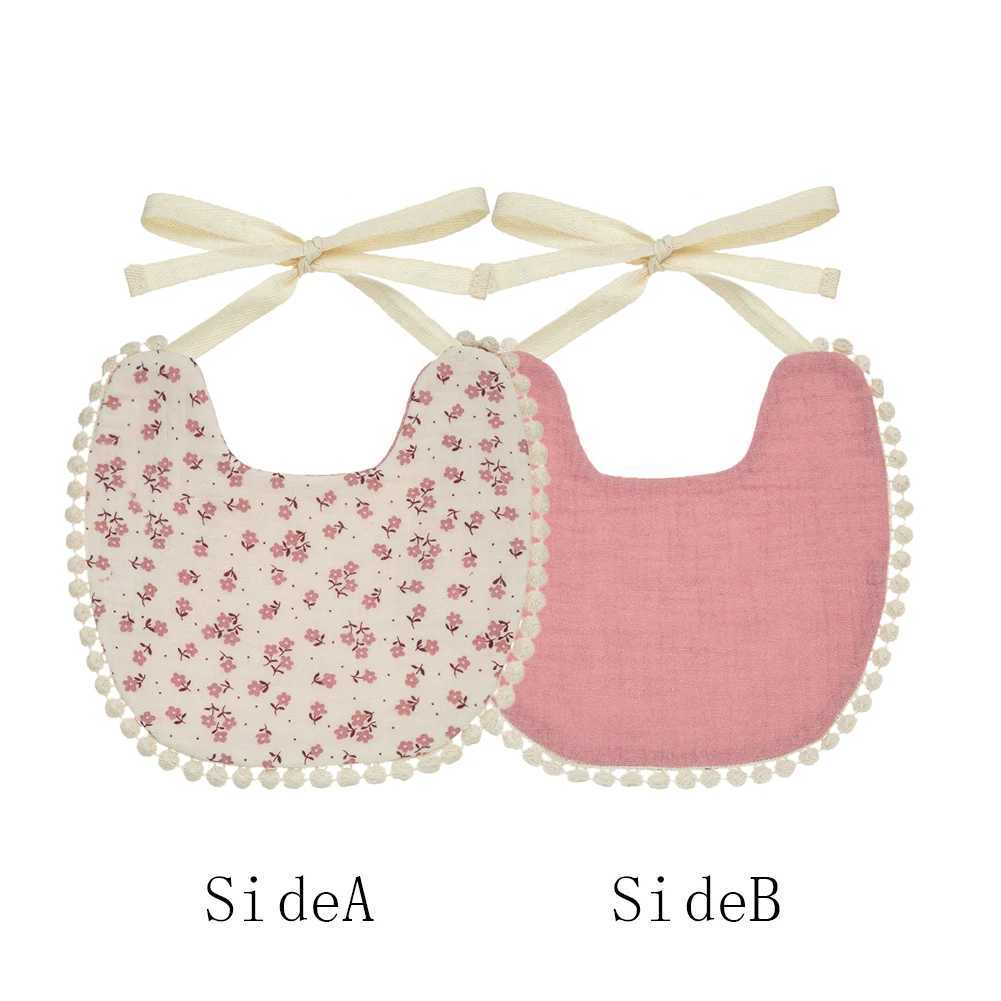 Bibs Burp Cloths Muslin Cotton Baby Boys Girls Bibs Double Side Flower Rainbow Print Saliva Towel Infant Feeding Burp Cloth Kids Adjustable ScarfL4812