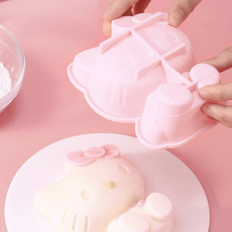 4-inch 3D Pink Cat Silicone Cake Mold Cute Cartoon Pudding Mouse Ice Cube Mold Baking Accessories Tool Party Dessert Gifts 240510