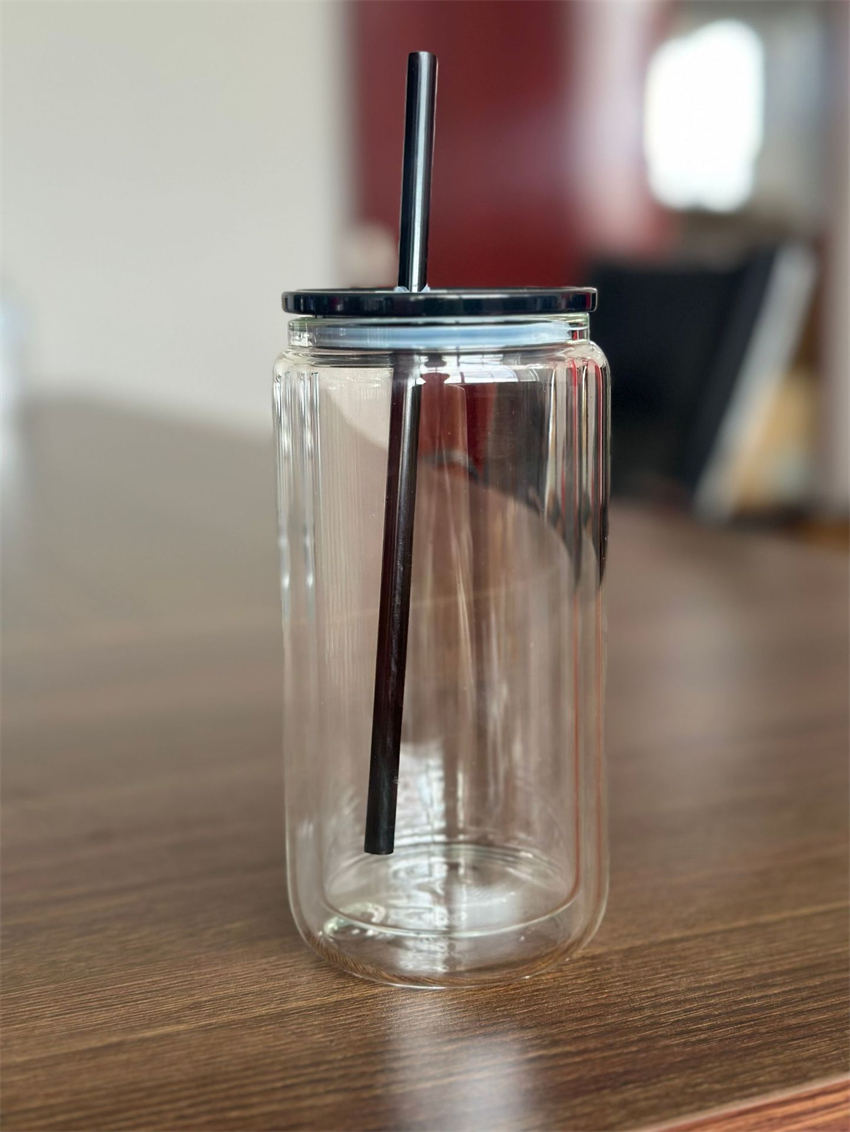 snow globe 16oz plastic with pre-drill stopper mason jar acrylic libbey can cups colored PP lid straw cola food drin cup student reusable drinking tum