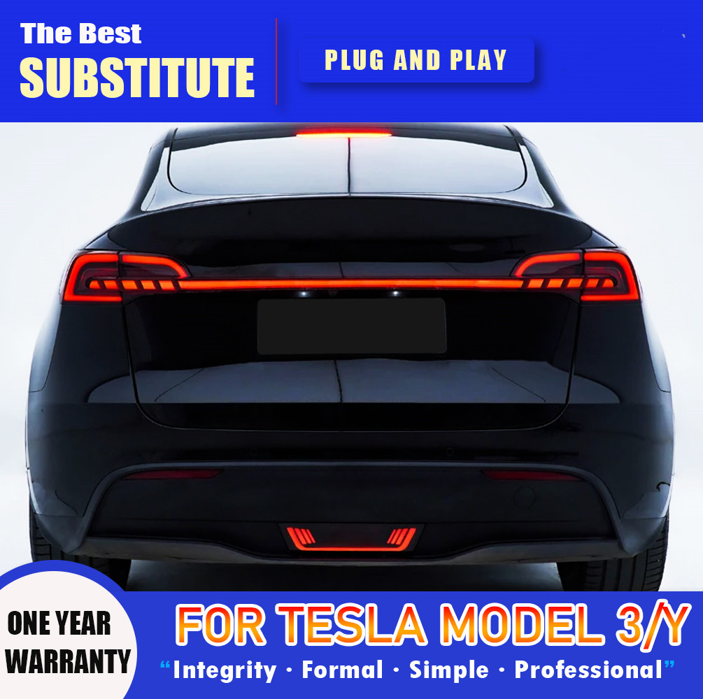 Through Taillight for Tesla Model Y Model3 20 18-20 23 LED Taillamp Rear Brake Lights Starlink Cross Taillight Accembly