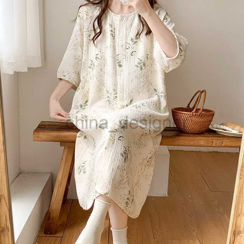Short sleeved nursing pajamas, summer thin maternity female expectant mothers, pure cotton gauze, postpartum skirts