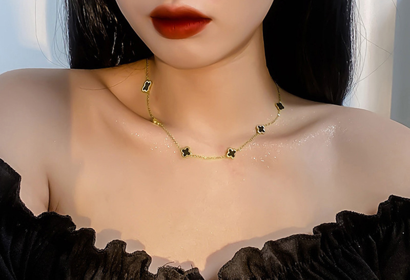 New Gold Necklace Does Not Fade Color Titanium Steel Flower Advanced Clavicle Chain