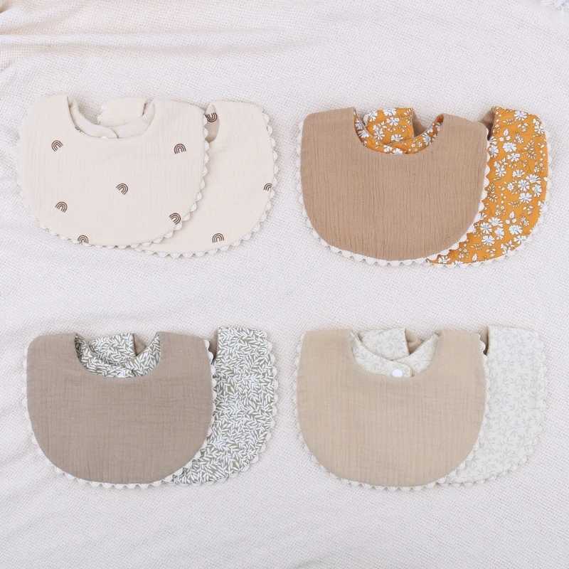 Bibs Burp Cloths Double Sided Baby Bibs Thick Layer Cotton Gause Floral Burp Cloth Drool Bib for Infant Saliva Towel Drooling Bib Newborns GiftL4812