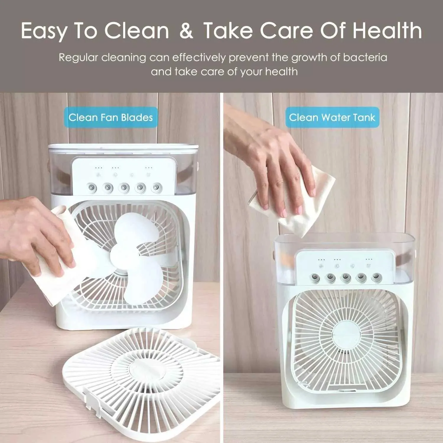 Electric Fans Electric Fan Mini Air Conditioner For Water Cooling In Portable Room Fan 5 Desktop USB Spray 7 Color LED Humidification Lamp