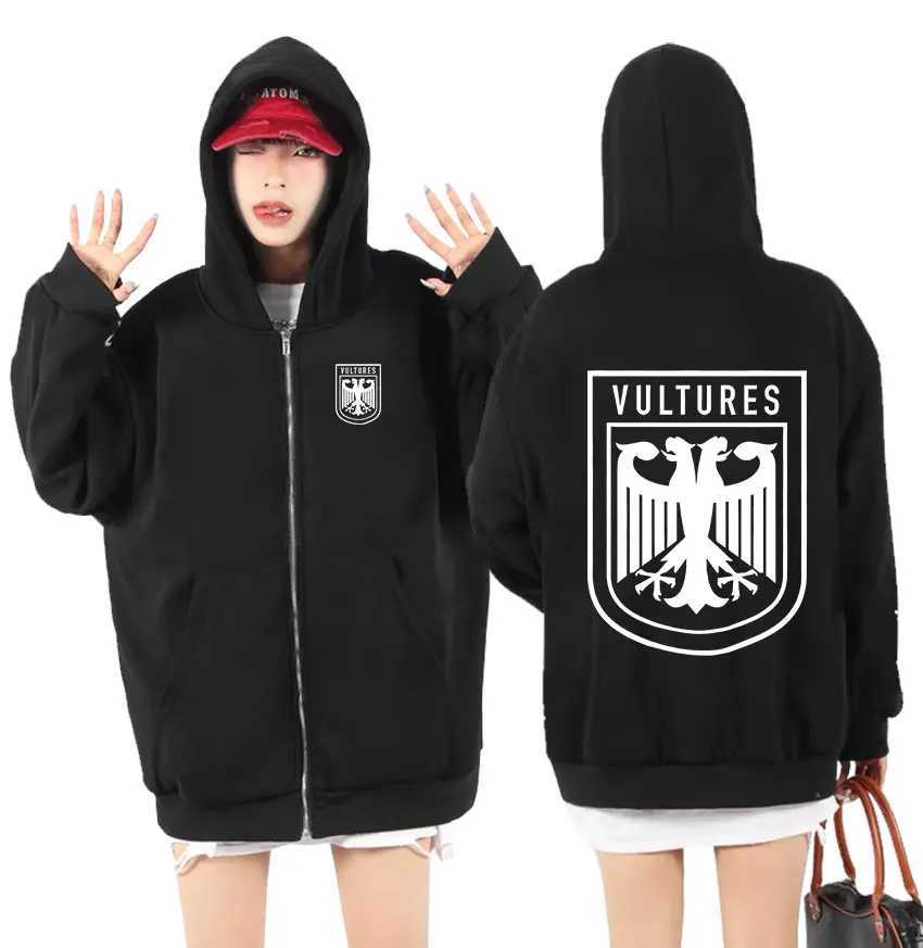Men's Hoodies Sweatshirts Rapper Vultures Mark Album Zipper Hoodie Men Hip Hop Retro Pullover Zip Up Sweatshirt Clothing Oversized Coats Hoody T2