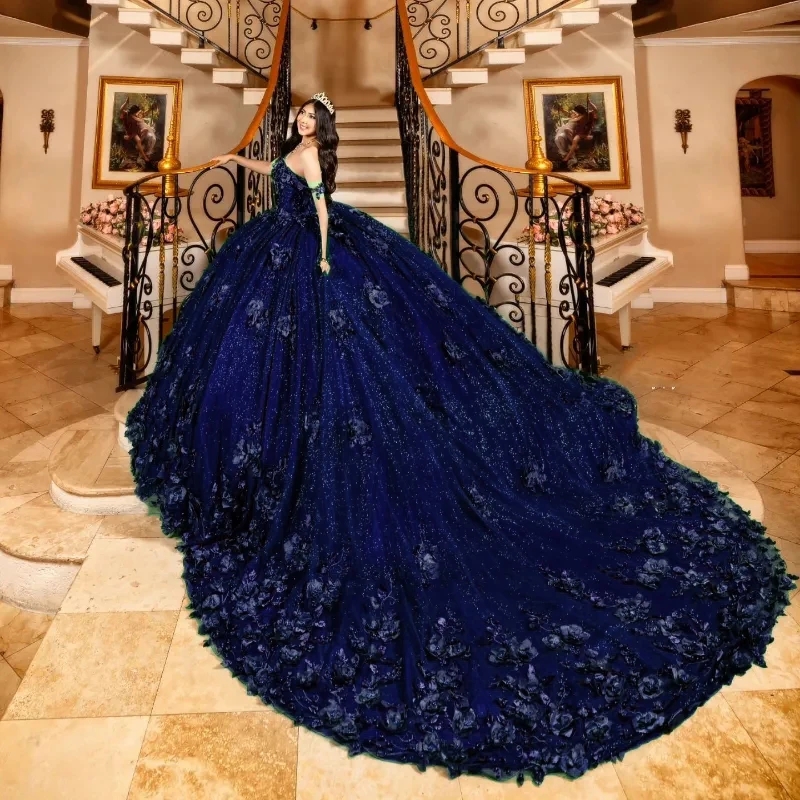 Green Emerald Glitter Quinceanera Dresses D Wer Vestidos De Birthday Formal Dress Ball Pearls Junior Party Gown Girls D e ress