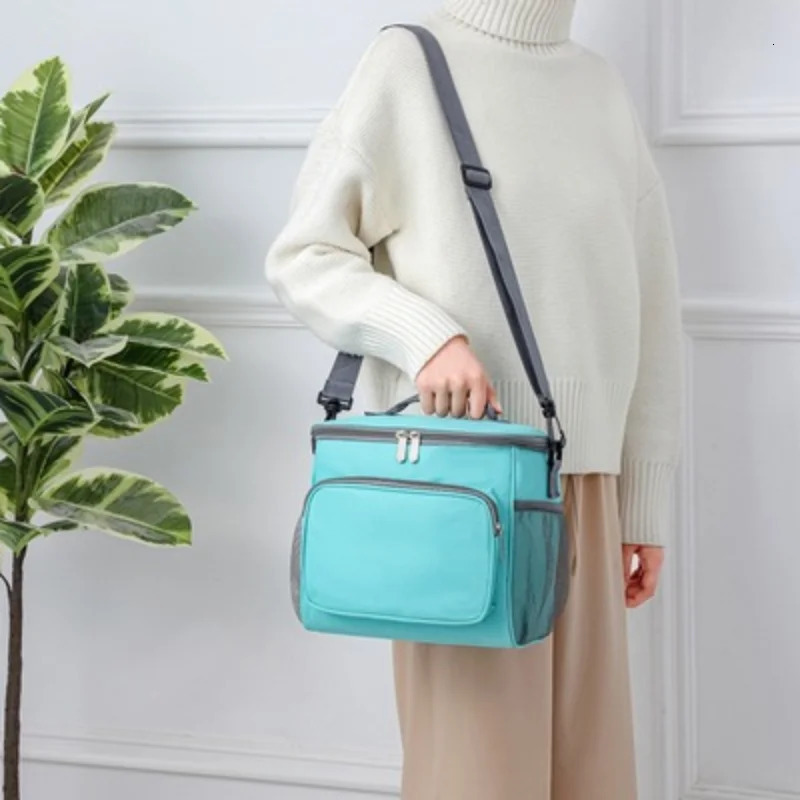 Oxford Insulated Lunch Bag Large Capacity Outdoor PEVA Thermal Picnic Box with Shoulder Strap Water Resistant Cooler Pack 240514