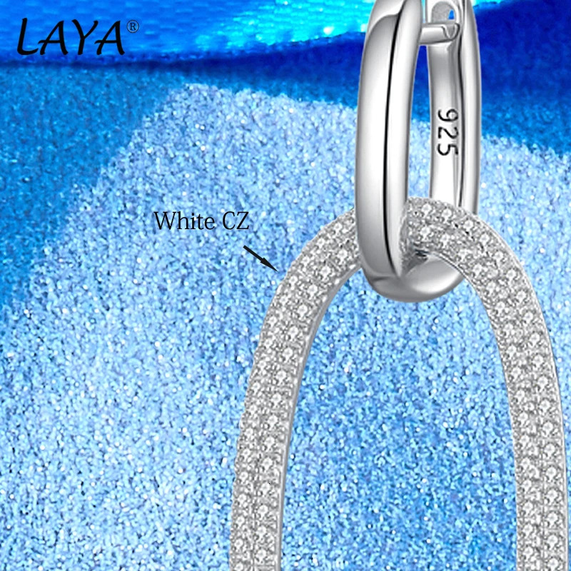 LAYA 100% 925 Sterling Silver Minimalism Oval Circle Drop Earrings for Women Trendy Dangle Fine Jewelry Wedding Gift 240515