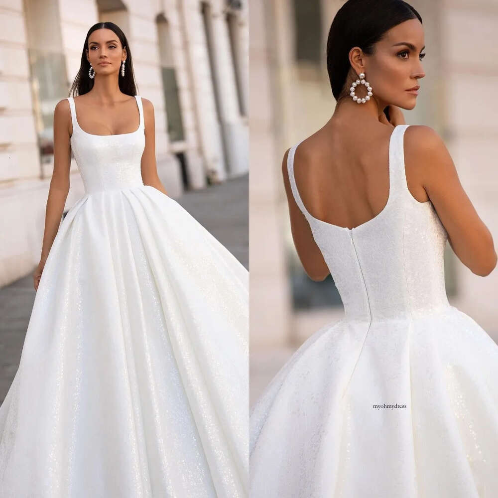 Milla Nova A Line Dresses For Bride Spaghetti Floral Satin Wedding Dress Zipper Back Designer Bridal Gowns Sweep Train 0515